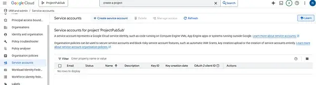 Create Service Account and Credentials