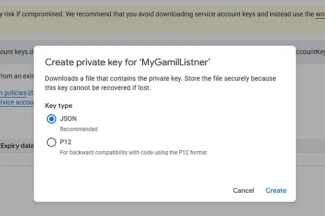 My Gmail Listener Private Key